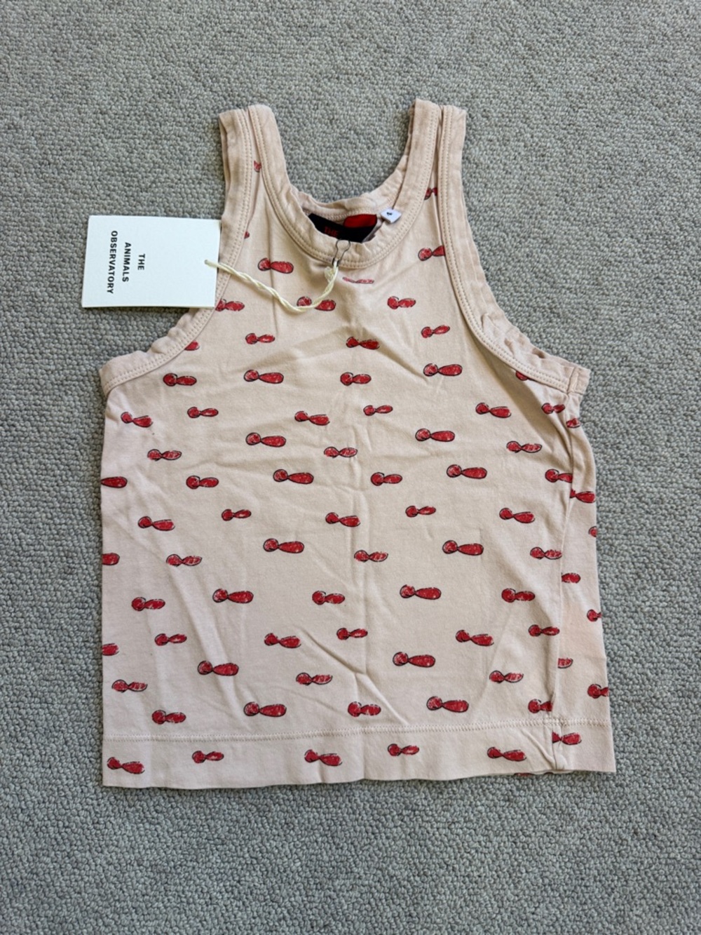 The Animals Observatory Kids' Pink Tank Top with Red Bow Print
